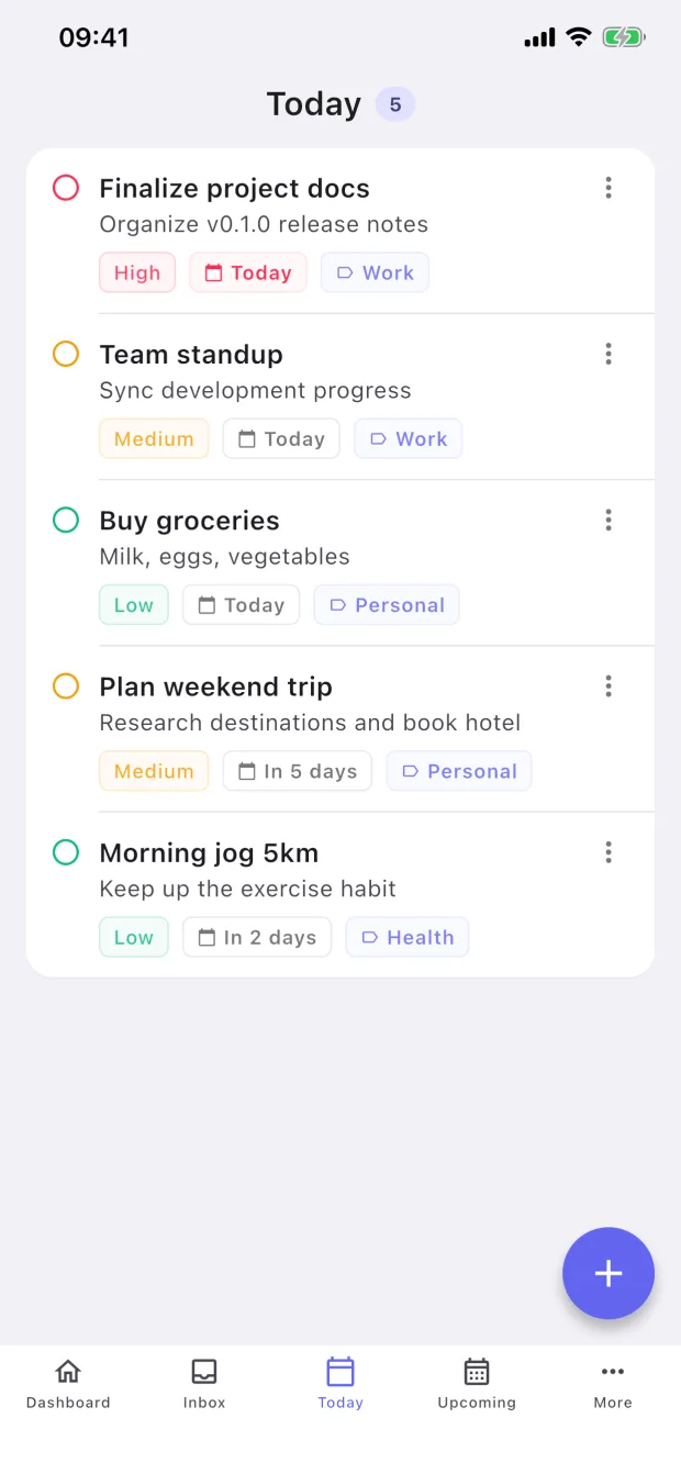 XdoList Today task list screenshot